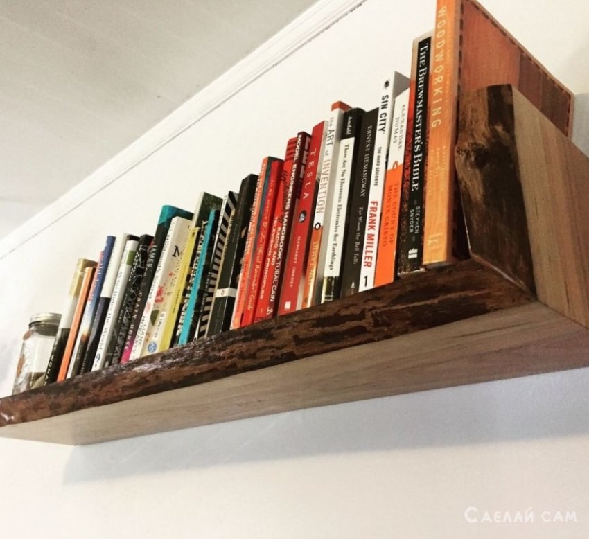 Книжная полка из цельного деревянного массива - «Мебель сделай сам»