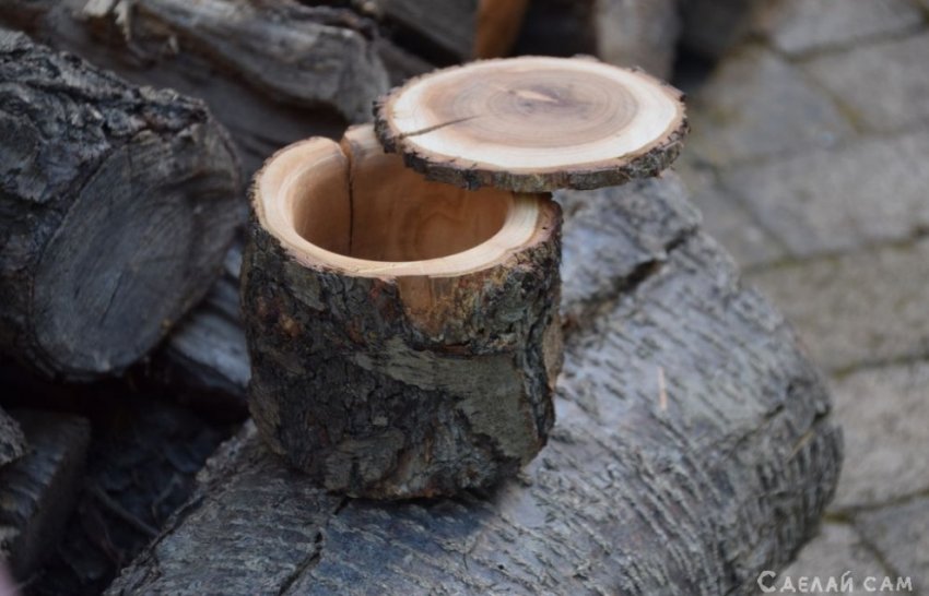Необычная деревянная шкатулка из полена. - «Сделай сам из дерева»