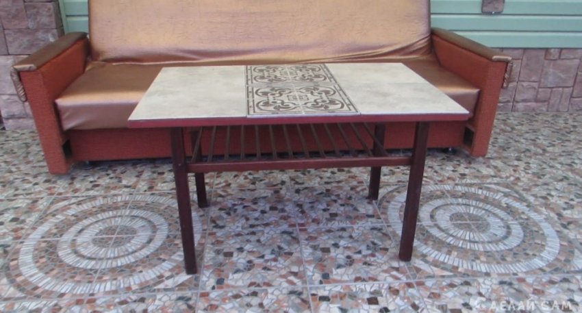 Реставрируем старый журнальный столик с помощью половой плитки - «Мебель сделай сам»