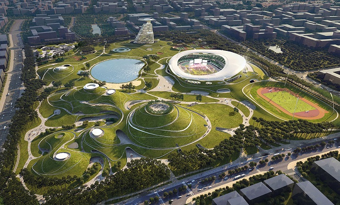 В Китае строится спортивный городок, по «живым» крышам которого смогут гулять посетители - Архитектура и интерьер