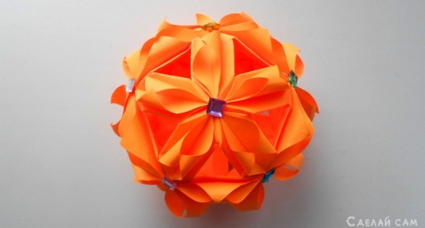 Новогодний шар из бумаги Кусудама. Оригами поделки на Новый год 2018 - «Оригами - Из бумаги»