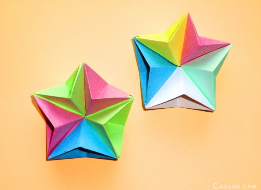 Объемная звезда из бумаги Новогодние поделки оригами - «Оригами - Из бумаги»