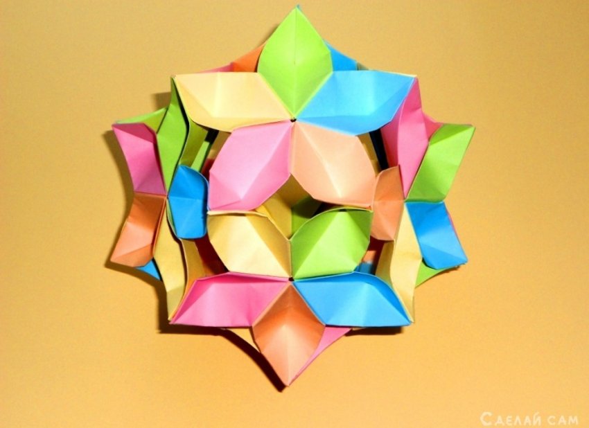 Оригами цветок кусудама шар Сакура Простые поделки из бумаги - «Оригами - Из бумаги»