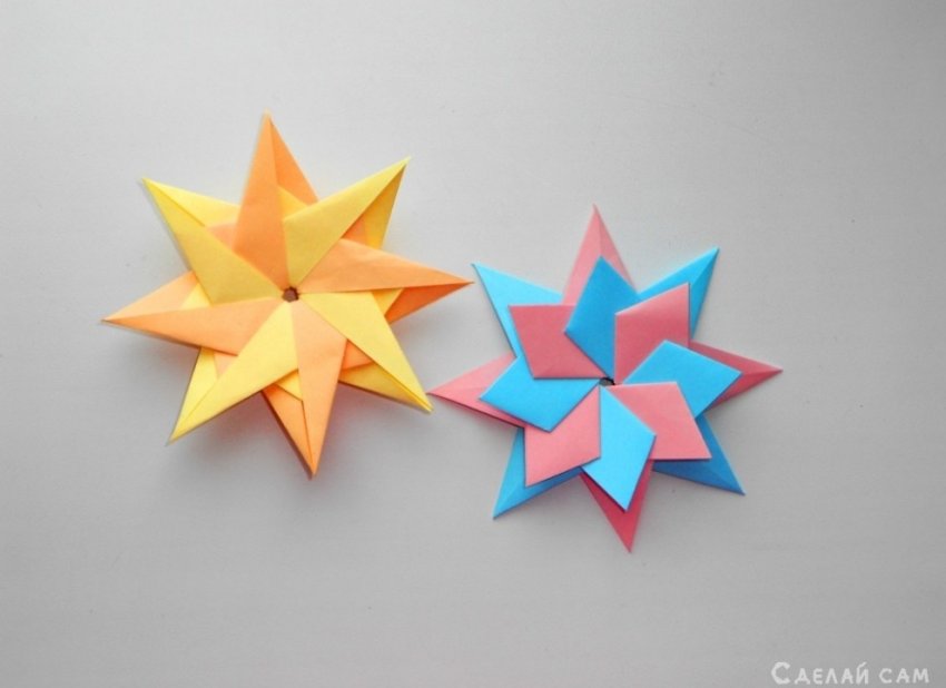 Восьмиконечная звезда из бумаги. Оригами поделки для декорирования - «Оригами - Из бумаги»