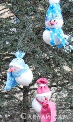 Снеговички. Украшения для ёлки своими руками - «Сувениры и подарки»