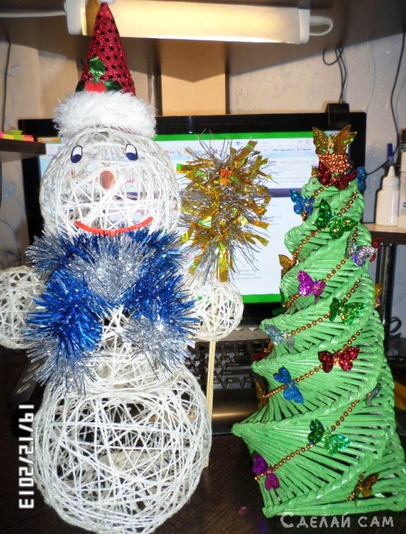 Снеговик из ниток - «Сувениры и подарки»