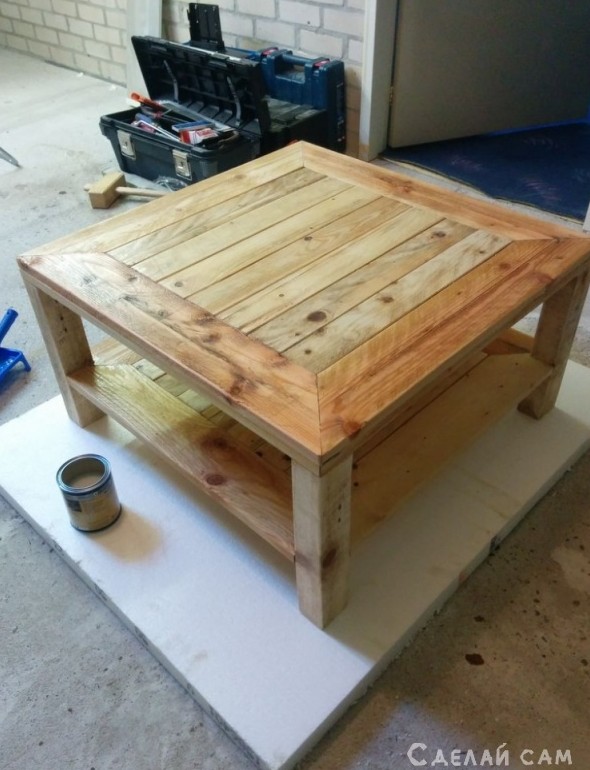 Журнальный столик из деревянных паллет - «Мебель сделай сам»