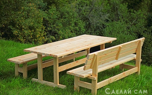 Садовый стол, лавочка и скамейка - «Мебель сделай сам»
