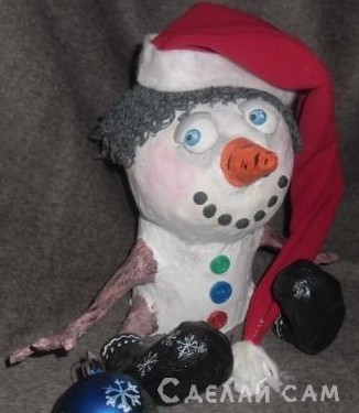 Снеговичок Тим. Папье-маше - «Сувениры и подарки»