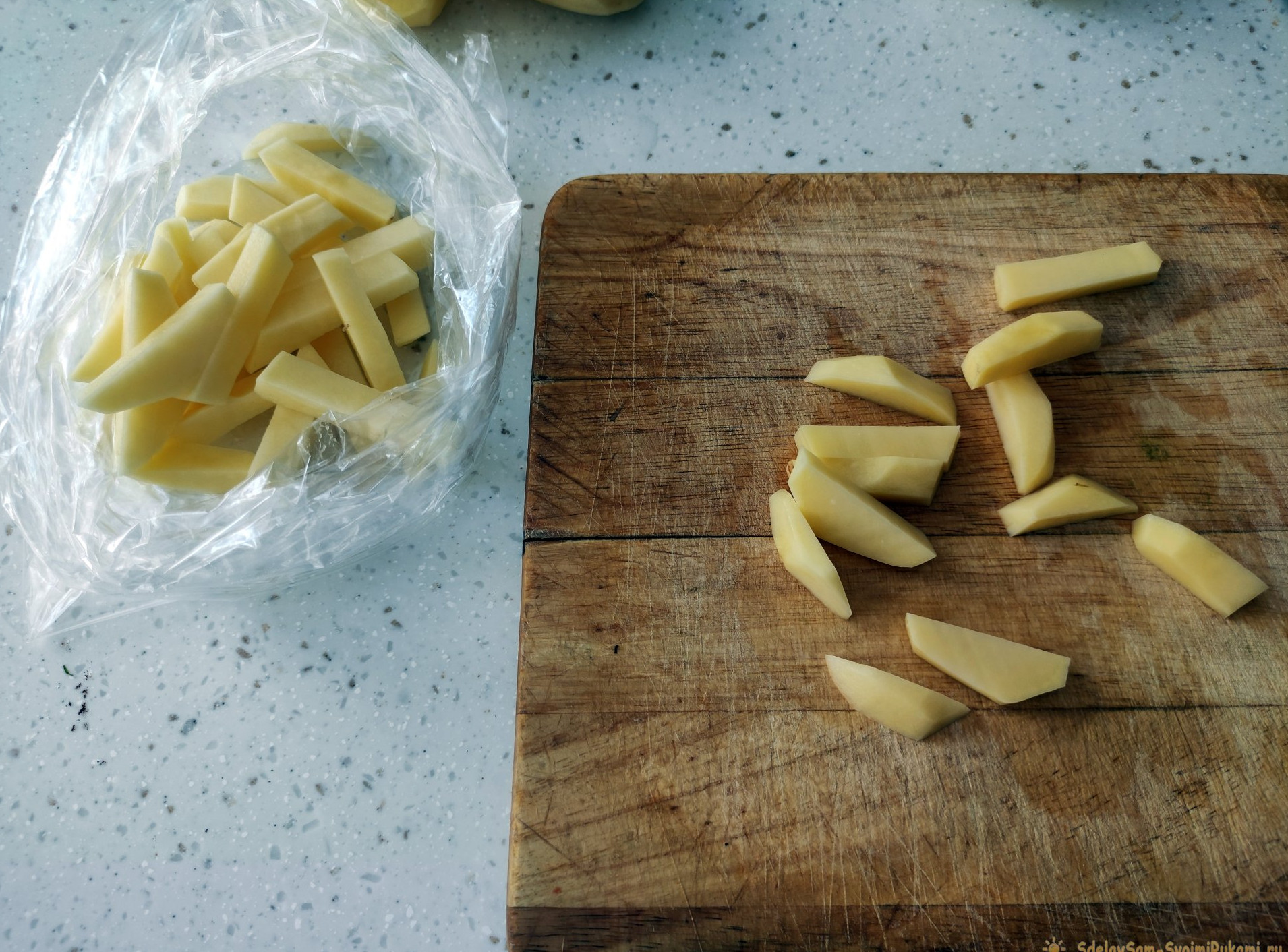 Разрезанная картошка. Без лишнего масла